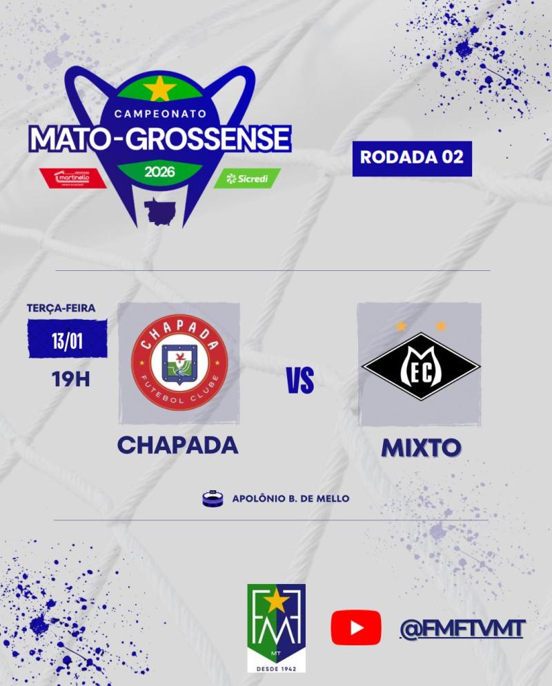 Segunda rodada do Mato-Grossense 2026 começa nesta terça com  partida entre Chapada e Mixto