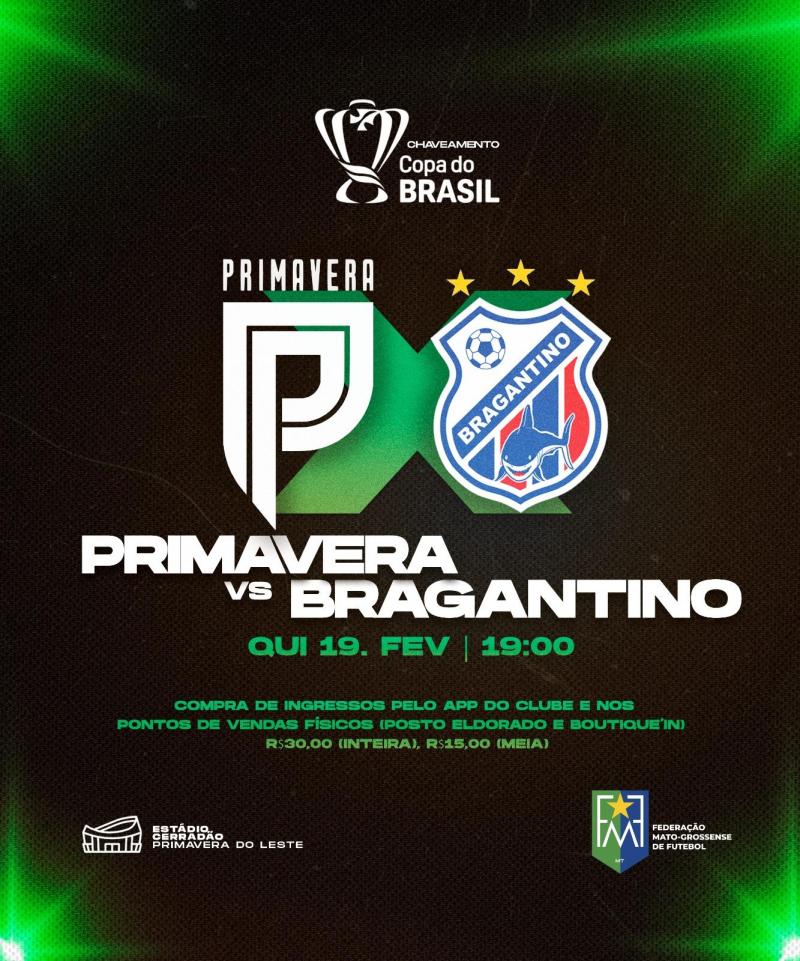Primavera enfrenta o Bragantino-PA pela primeira fase da Copa do Brasil
