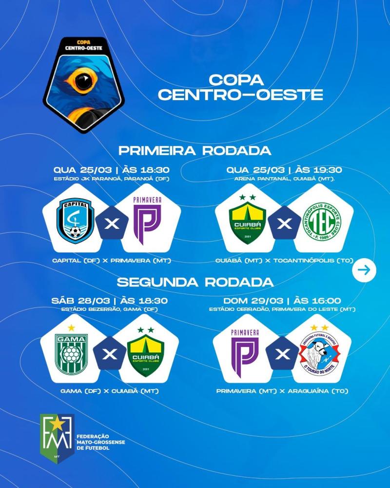Times mato-grossenses estreiam na Copa Centro-Oeste 2026