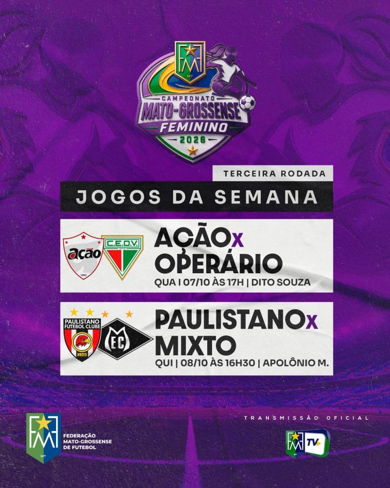 Campeonato Mato-grossense Feminino tem dois jogos pela 3ª rodada
