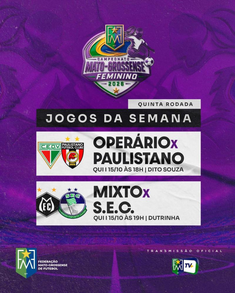 Mato-grossense Feminino abre a quinta rodada com dois jogos nesta quinta-feira 